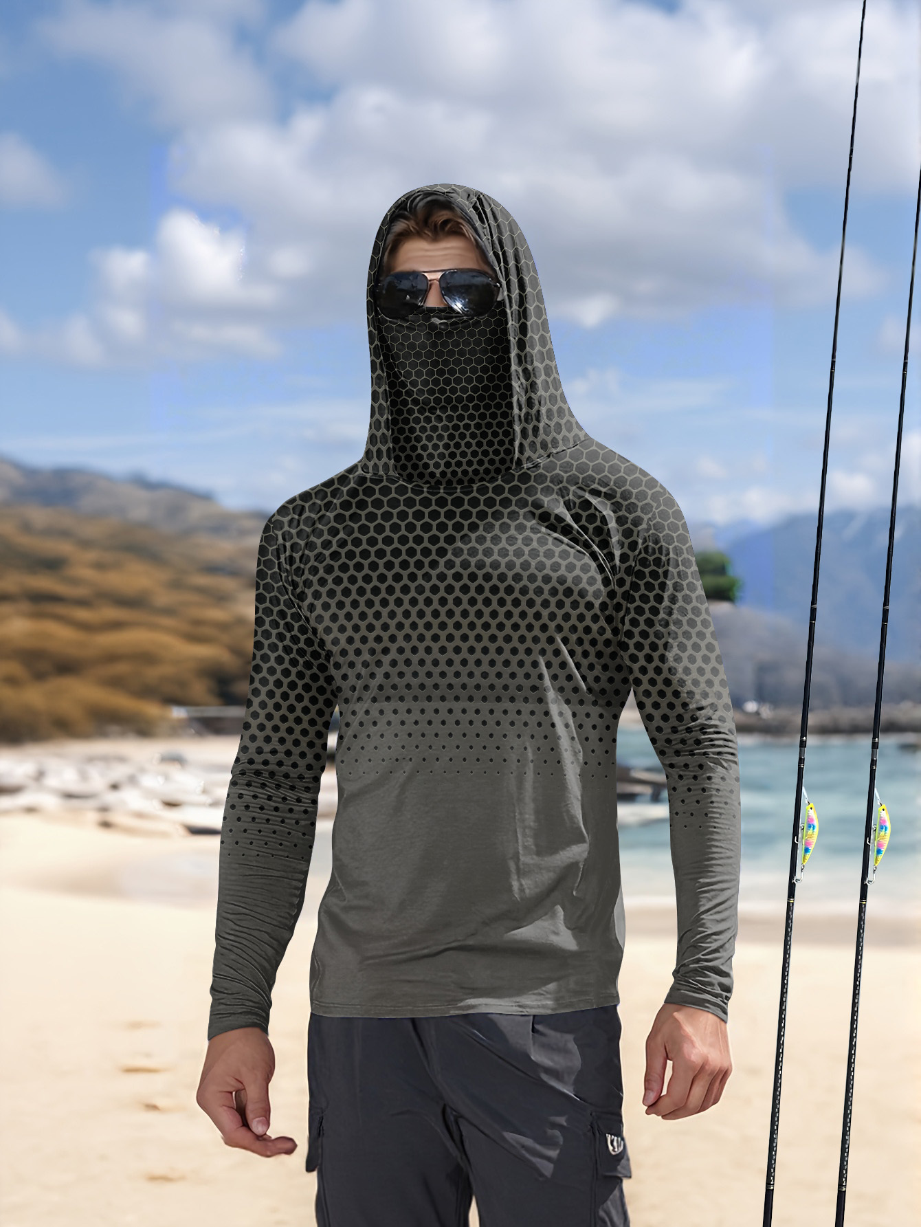 Fishing Mask Sun Protection - هودي صيفي للرجال مخصص للصيد مع