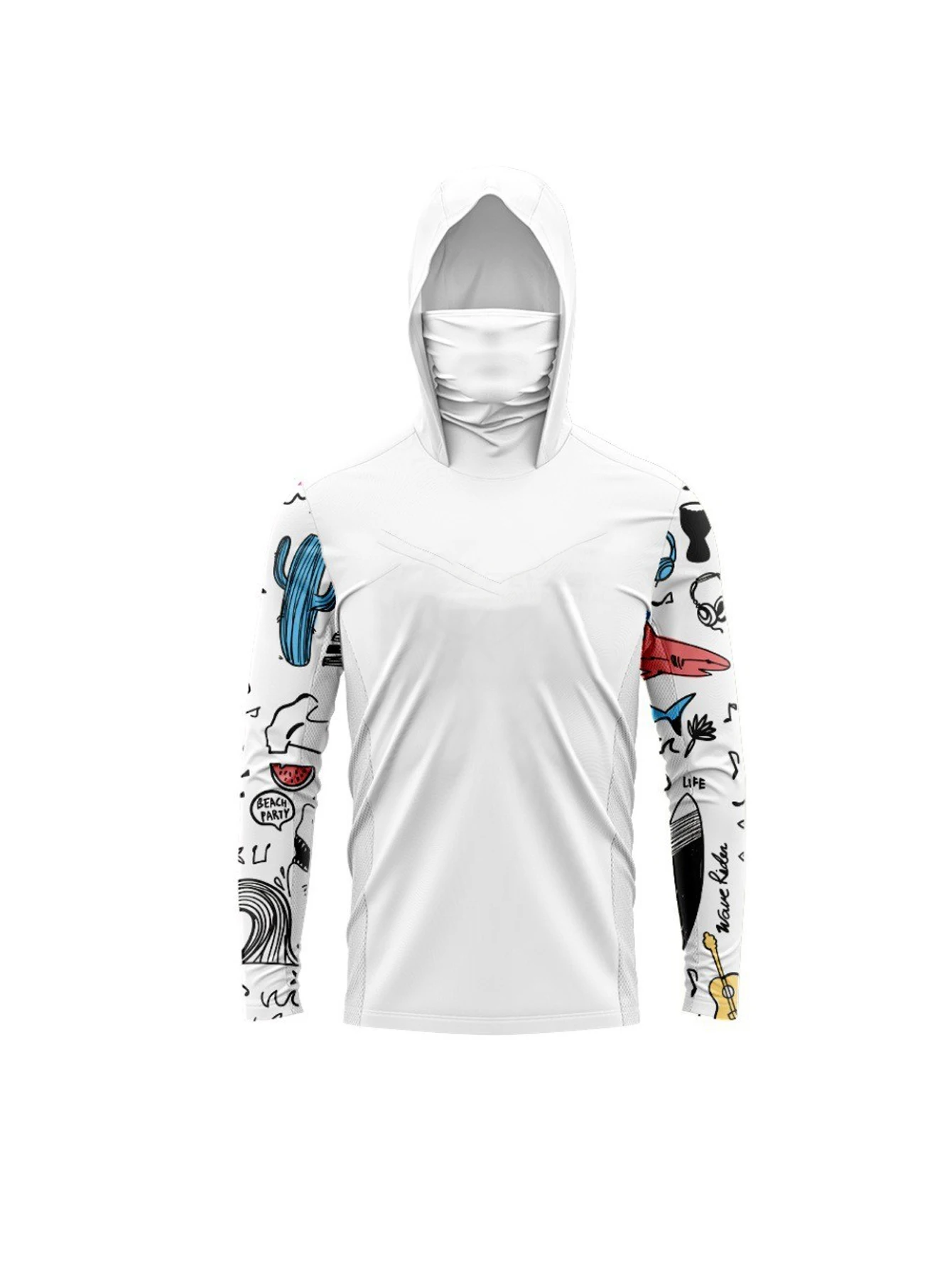 Fishing Shirt Uv Protection - قميص رجالي بأكمام طويلة وغطاء للرأس،