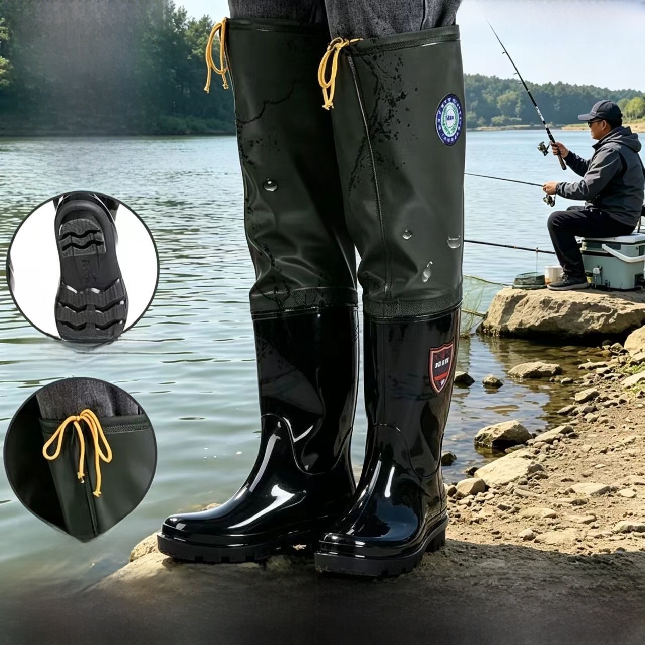 Fishing Rain Suit - أحذية مطر سميكة فوق الركبة للرجال،