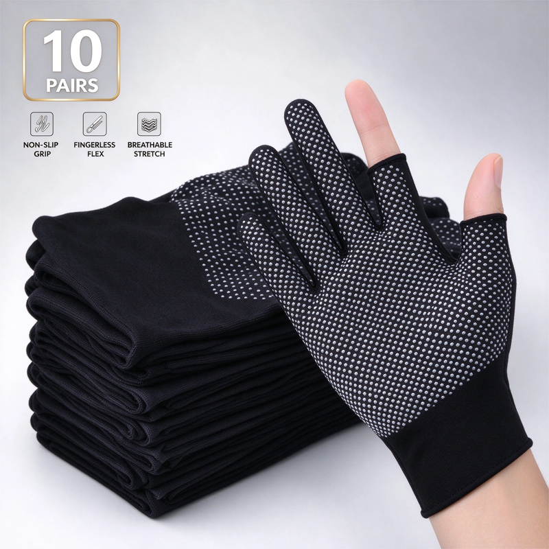 1-10 زوج من قفازات النايلون ال - مراجعة Fishing Gloves وسعره