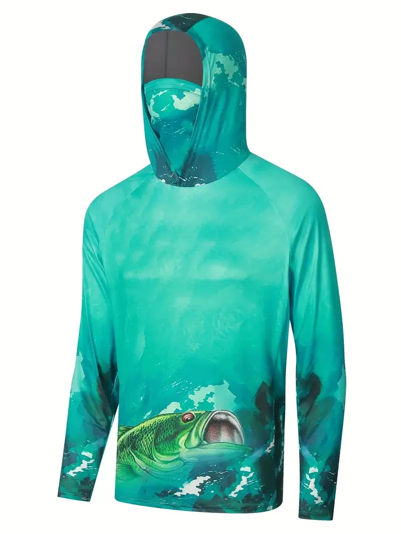 قميص صيد بغطاء للرأس للرجال، م - مراجعة Fishing Shirt Uv Protection وسعره