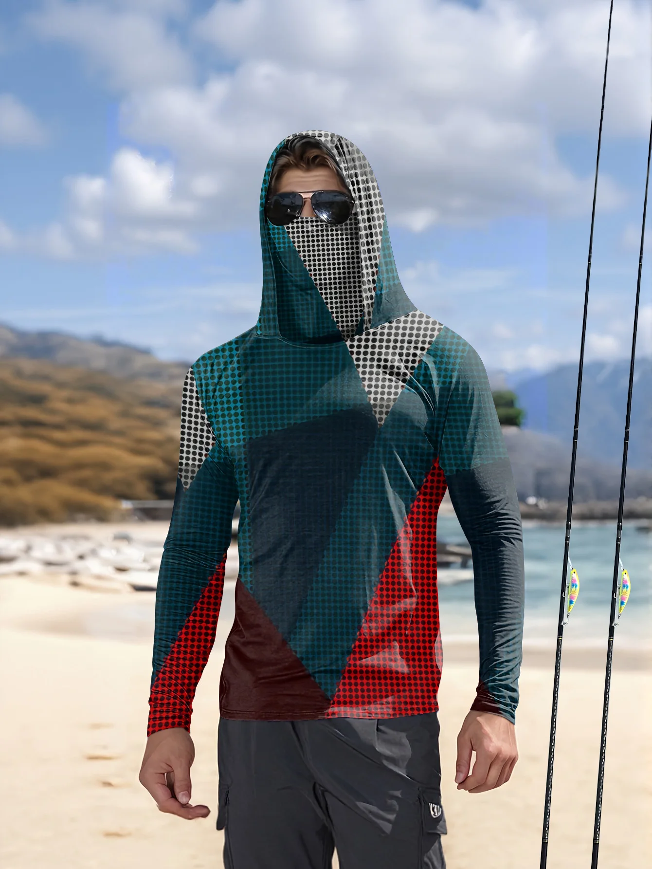 هودي صيد للرجال بأكمام طويلة،  - مراجعة Fishing Shirt Uv Protection وسعره